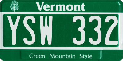 VT license plate YSW332
