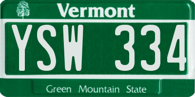 VT license plate YSW334