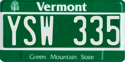 VT license plate YSW335