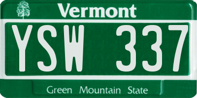 VT license plate YSW337