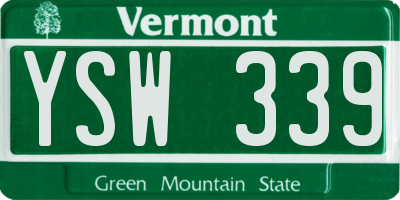 VT license plate YSW339