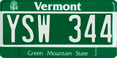 VT license plate YSW344