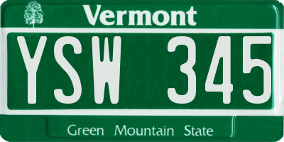 VT license plate YSW345