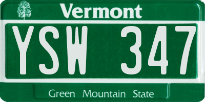 VT license plate YSW347