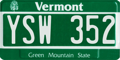 VT license plate YSW352