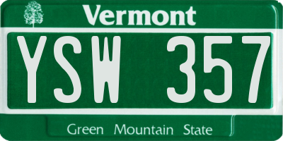 VT license plate YSW357