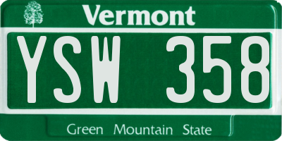 VT license plate YSW358