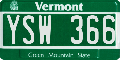 VT license plate YSW366