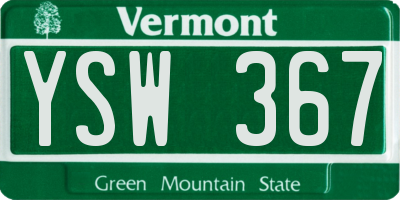 VT license plate YSW367