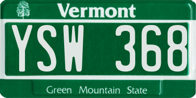 VT license plate YSW368