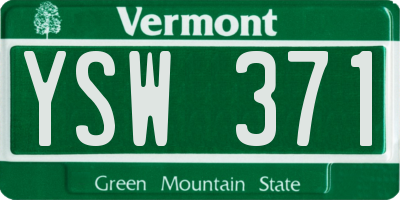 VT license plate YSW371