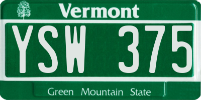 VT license plate YSW375