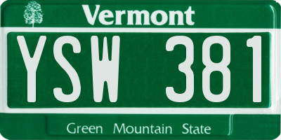 VT license plate YSW381