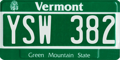 VT license plate YSW382