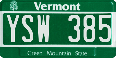 VT license plate YSW385