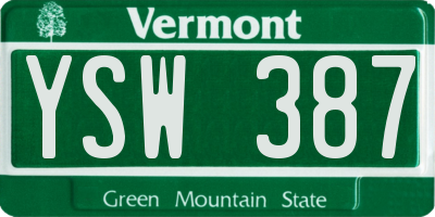 VT license plate YSW387