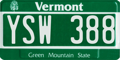 VT license plate YSW388