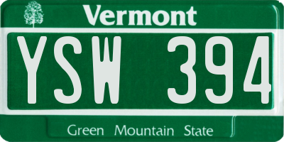 VT license plate YSW394