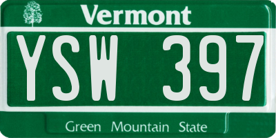VT license plate YSW397