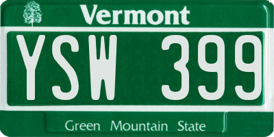VT license plate YSW399