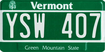 VT license plate YSW407