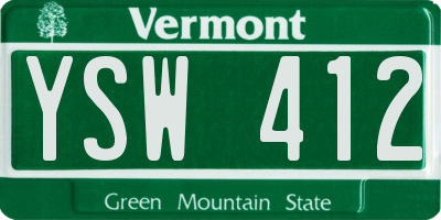 VT license plate YSW412