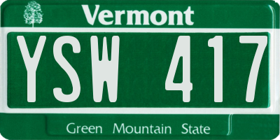 VT license plate YSW417