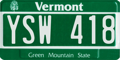 VT license plate YSW418