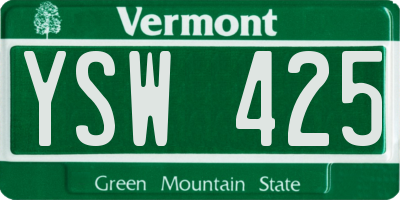 VT license plate YSW425