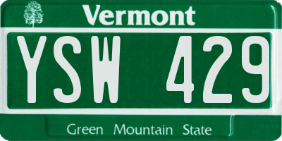 VT license plate YSW429