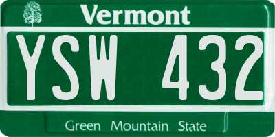 VT license plate YSW432