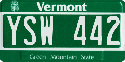 VT license plate YSW442