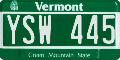 VT license plate YSW445