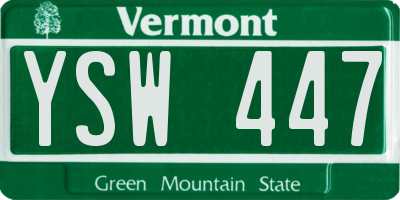 VT license plate YSW447