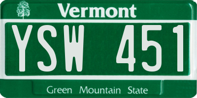 VT license plate YSW451