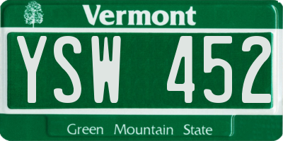 VT license plate YSW452