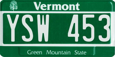 VT license plate YSW453