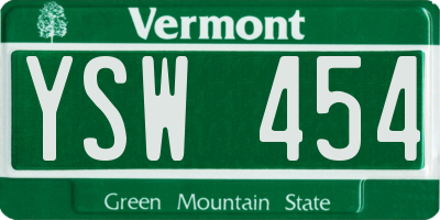 VT license plate YSW454