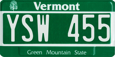VT license plate YSW455
