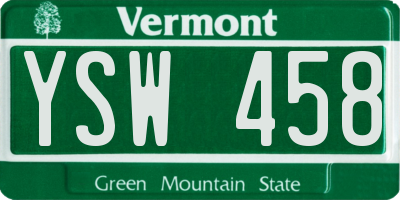 VT license plate YSW458