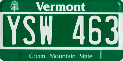 VT license plate YSW463