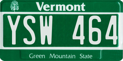 VT license plate YSW464