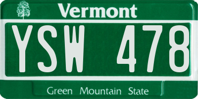 VT license plate YSW478