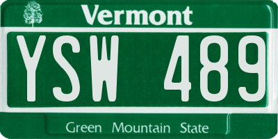 VT license plate YSW489