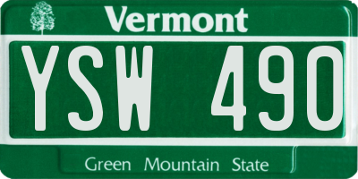 VT license plate YSW490