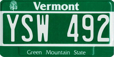VT license plate YSW492