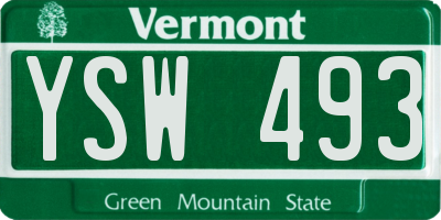 VT license plate YSW493