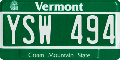 VT license plate YSW494