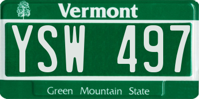 VT license plate YSW497