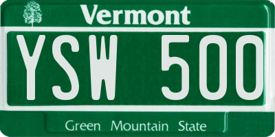 VT license plate YSW500